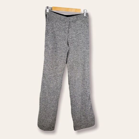 𝅺Bebe Womens Black Herringbone Tweed Trouser Size 4 Y2K Wool Silk Mid Rise - Picture 1 of 9